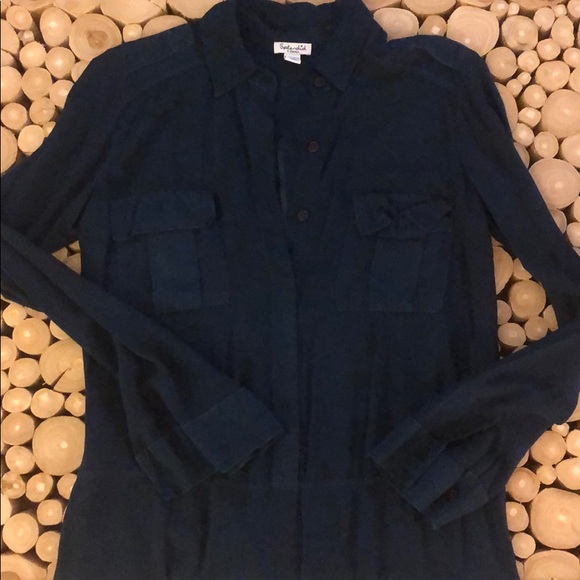 Splendid Long Sleeve Shirt Dress in Deep Teal XS - Picture 2 of 8